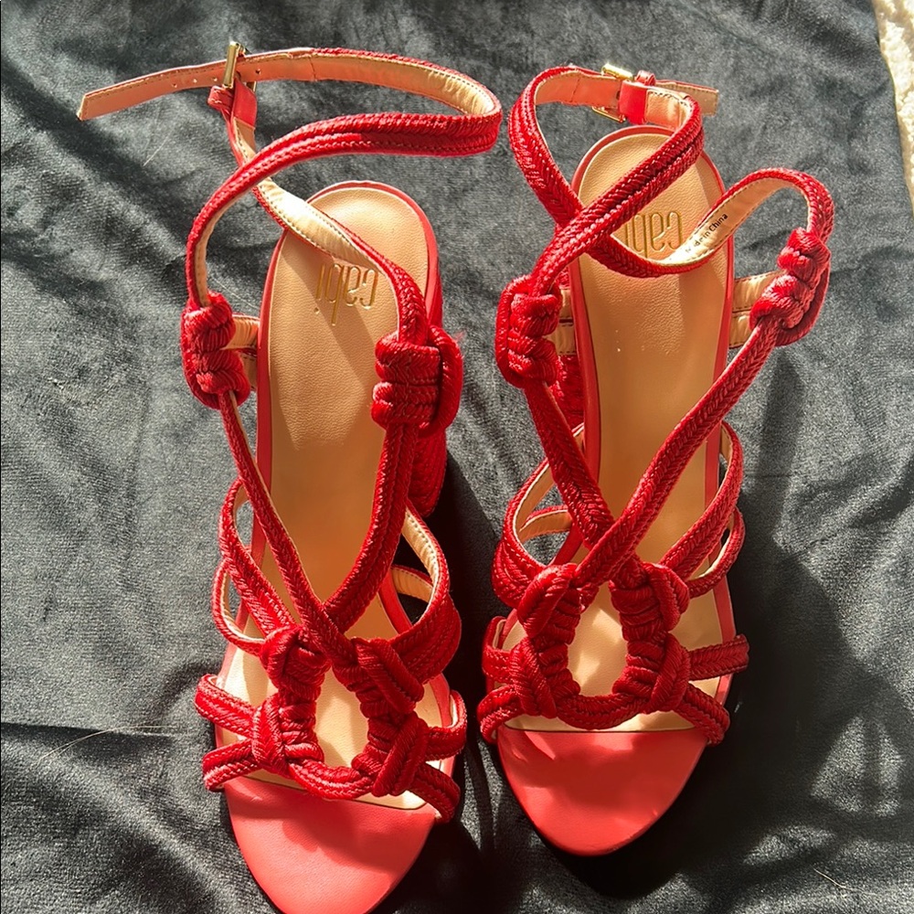 CAbi Red Strappy Heels